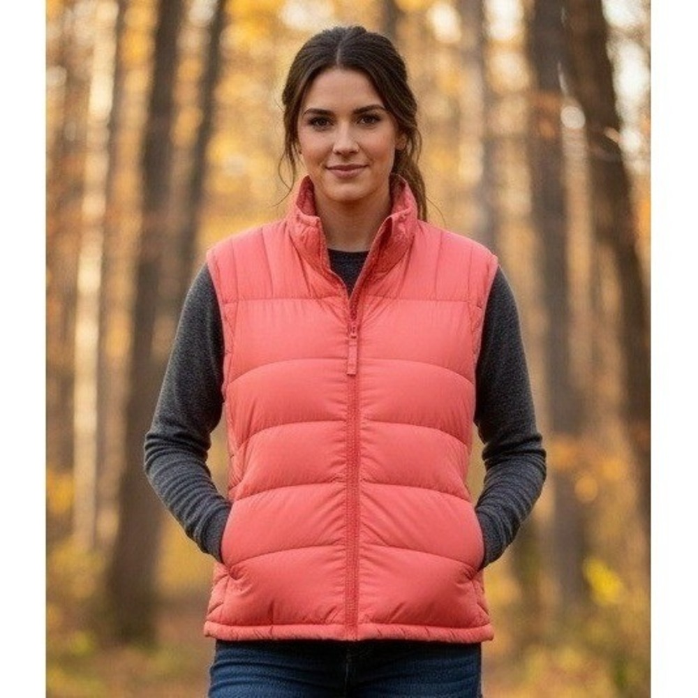 Cabela's Premier Northern Goose Down Puffer Vest Women's S Orange 650 Full Zip